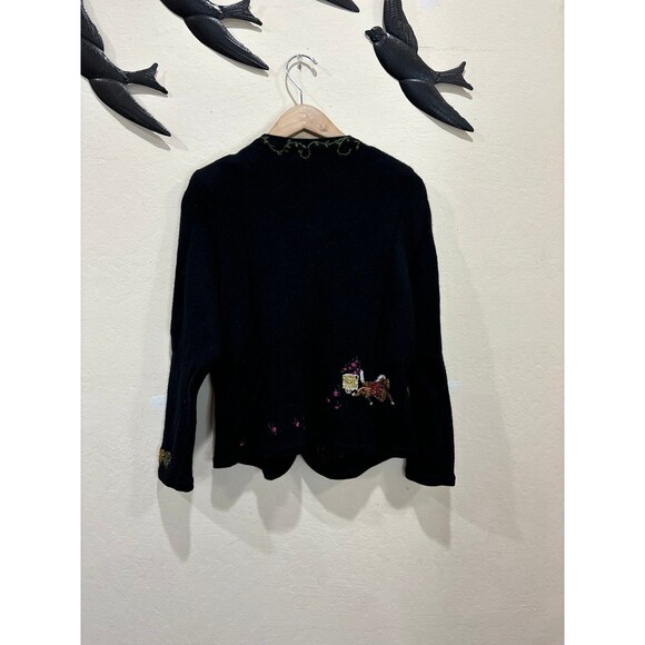 Vintage Atelier Sagan Hand Embroidered Wool Cashmere Blend Cardigan Sweater - M - Picture 3 of 10